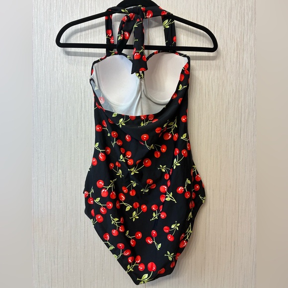 COCOSHIP Women's Halter Neck Retro Floral Swimsuit Ruching One Swimwear 3XL - Picture 5 of 8